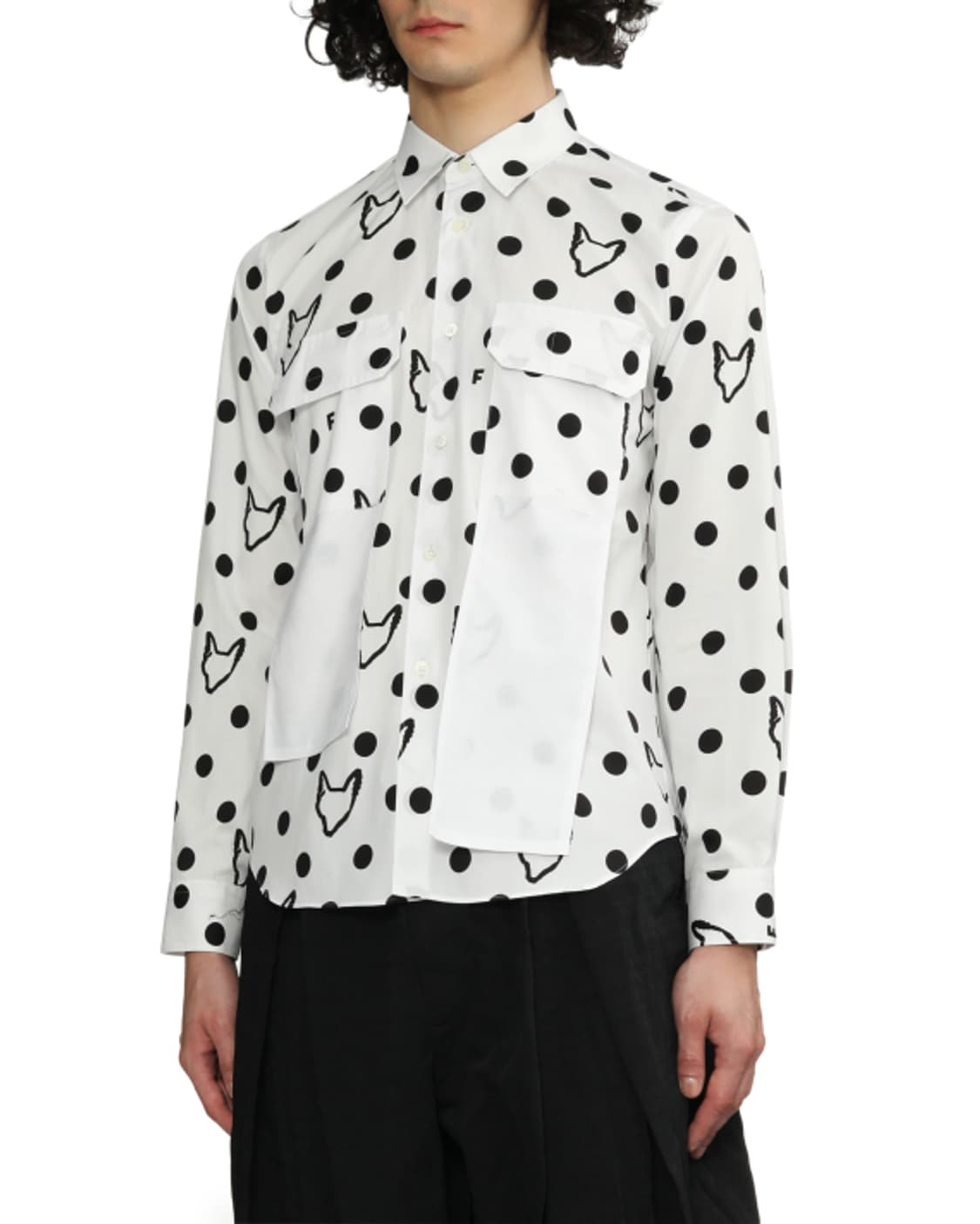 새상품 꼼데가르송 블랙 도트 드레스 셔츠 S/M 상품이미지1