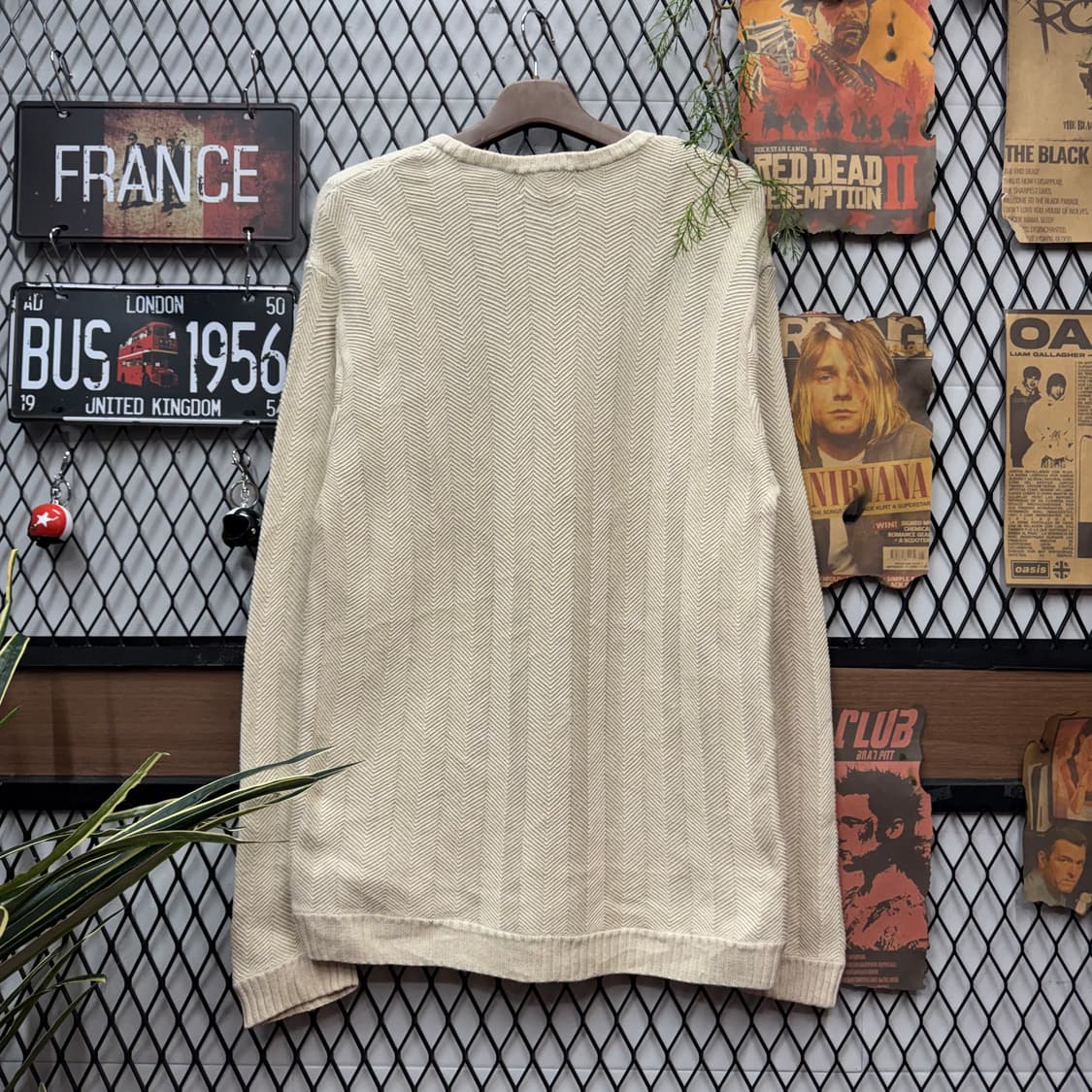 00s 챕스 헤링본 텍스쳐 코튼 니트 전면 로고 포인트 아이보리 상품이미지2