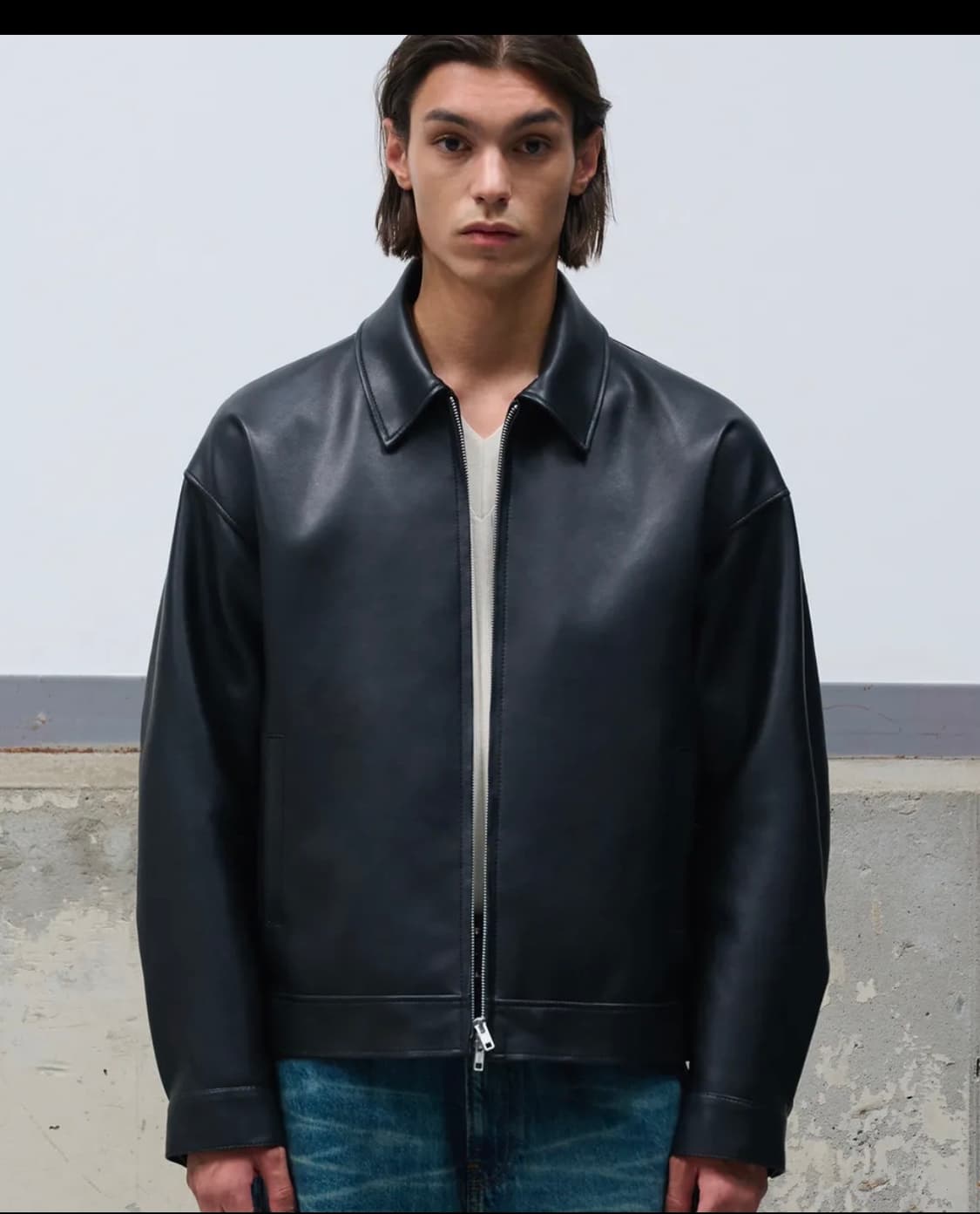 {L} 도프제이슨 오버핏 비건레더 싱글 자켓 상품이미지1