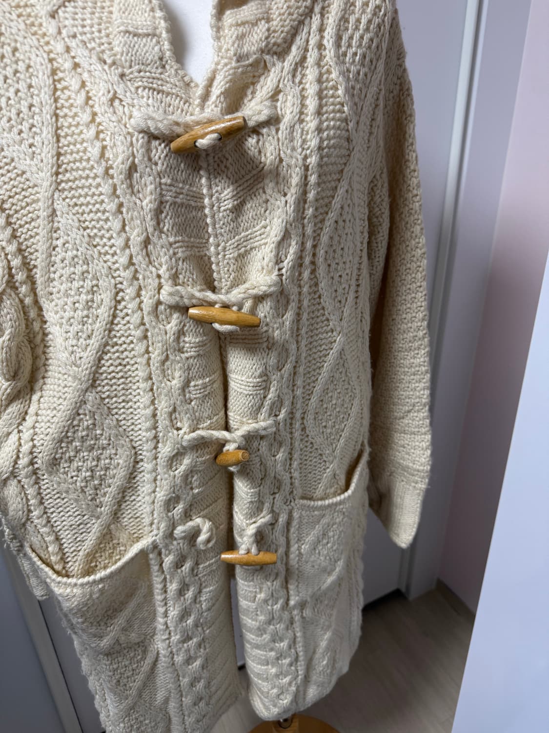 빈티지 아이보리 니트 떡볶이 가디건 자켓 상품이미지3