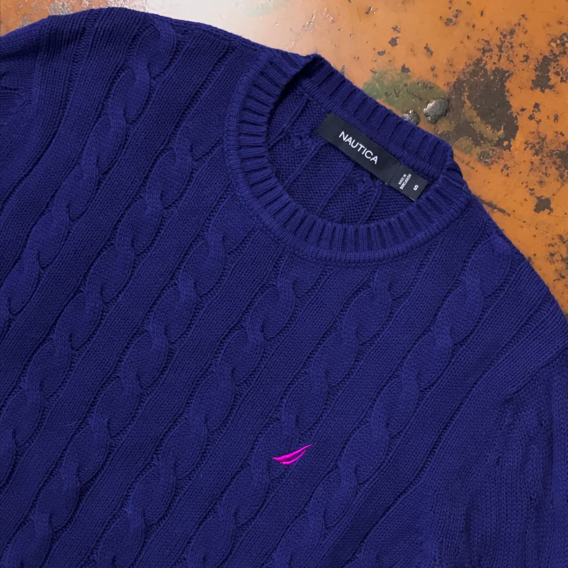 노티카 딥 블루 코튼 케이블 니트 남성 102 여성 루즈핏 상품이미지3
