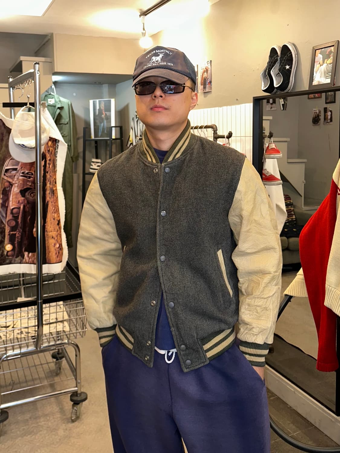 90’s Sugar Cane wool/leather varsity JK 상품이미지1