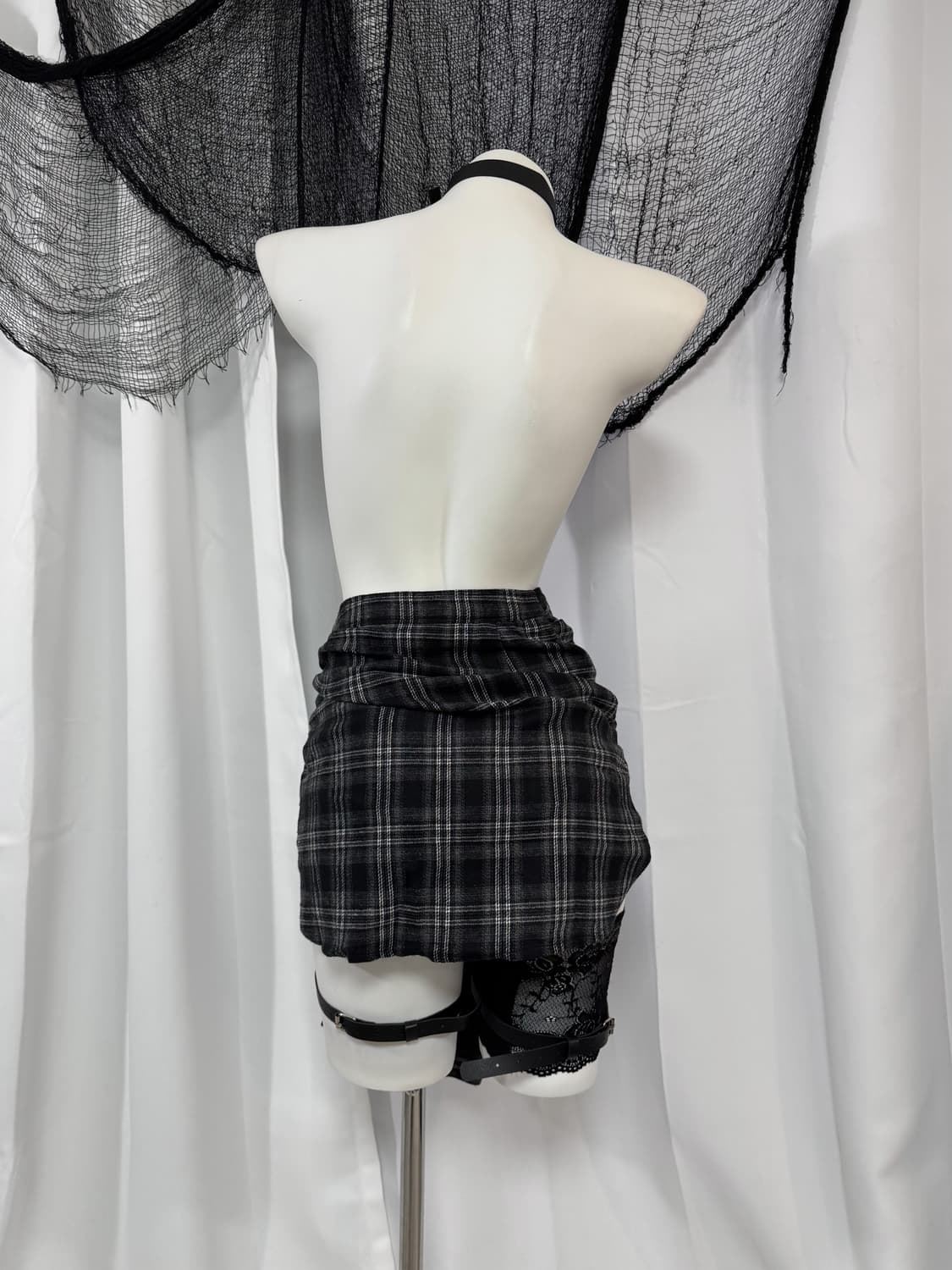 leathery check skirt 상품이미지3