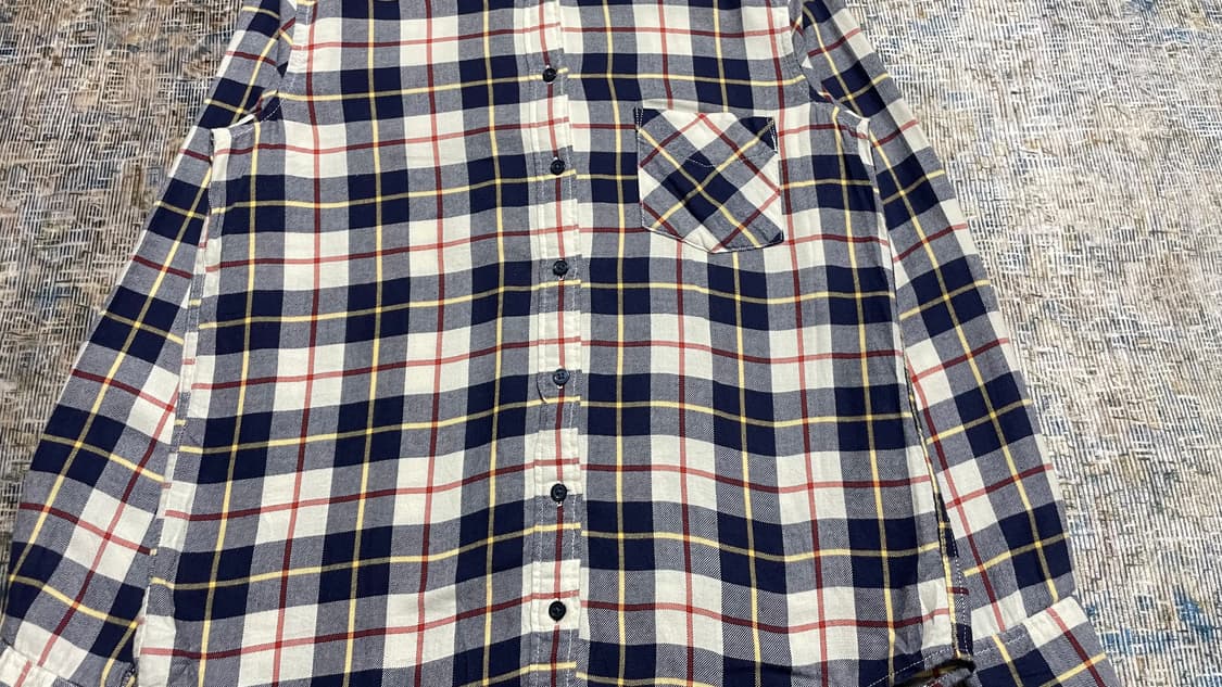 JPN 일본 빈티지 y2k 모리걸 유니클로 네이비 코튼 체크 셔츠 S 상품이미지7