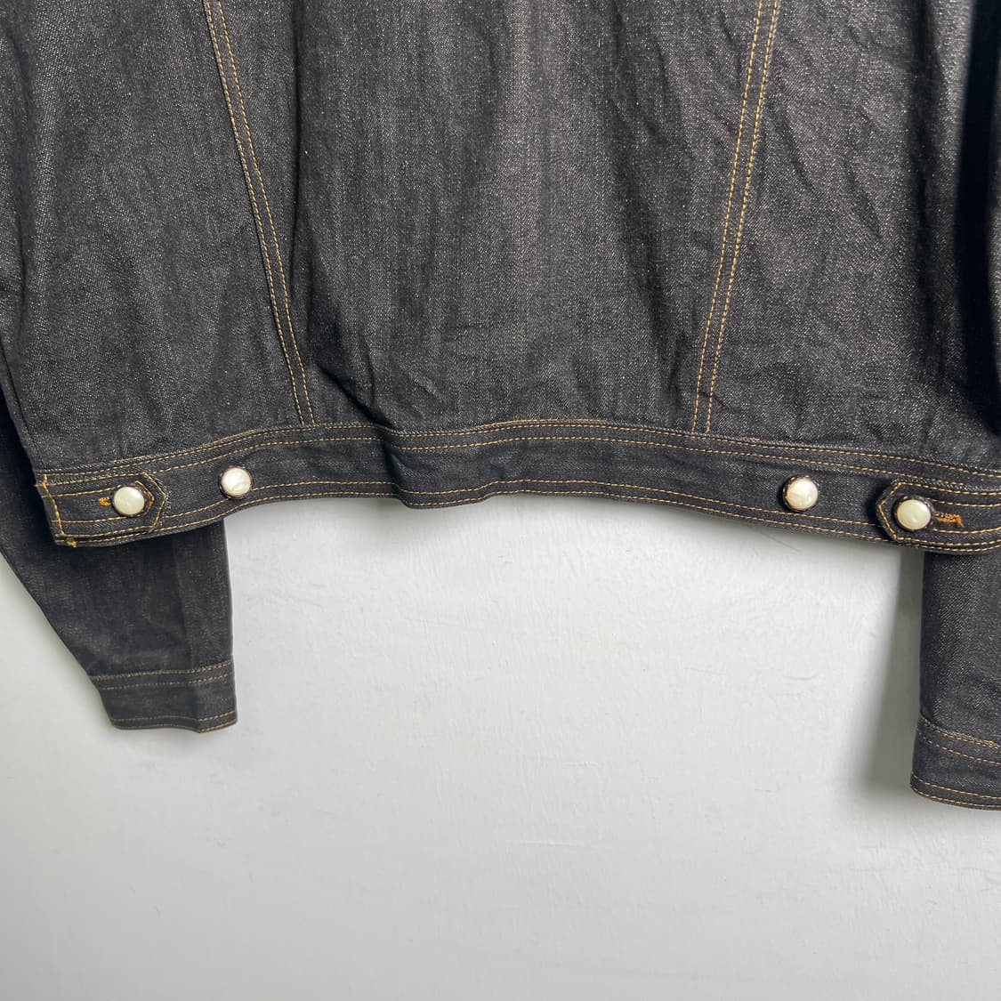 Ann 빈티지 프린지 자수 흑청 데님 크롭 자켓  상품이미지6