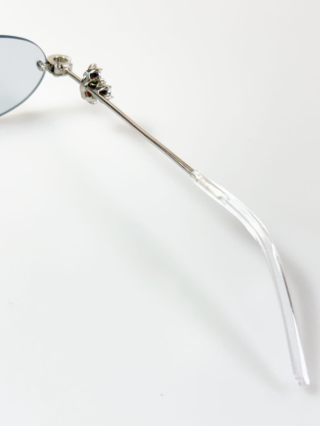 크리스탈 템플 디테일 무테 오벌 메탈 빈티지 선글라스 상품이미지7