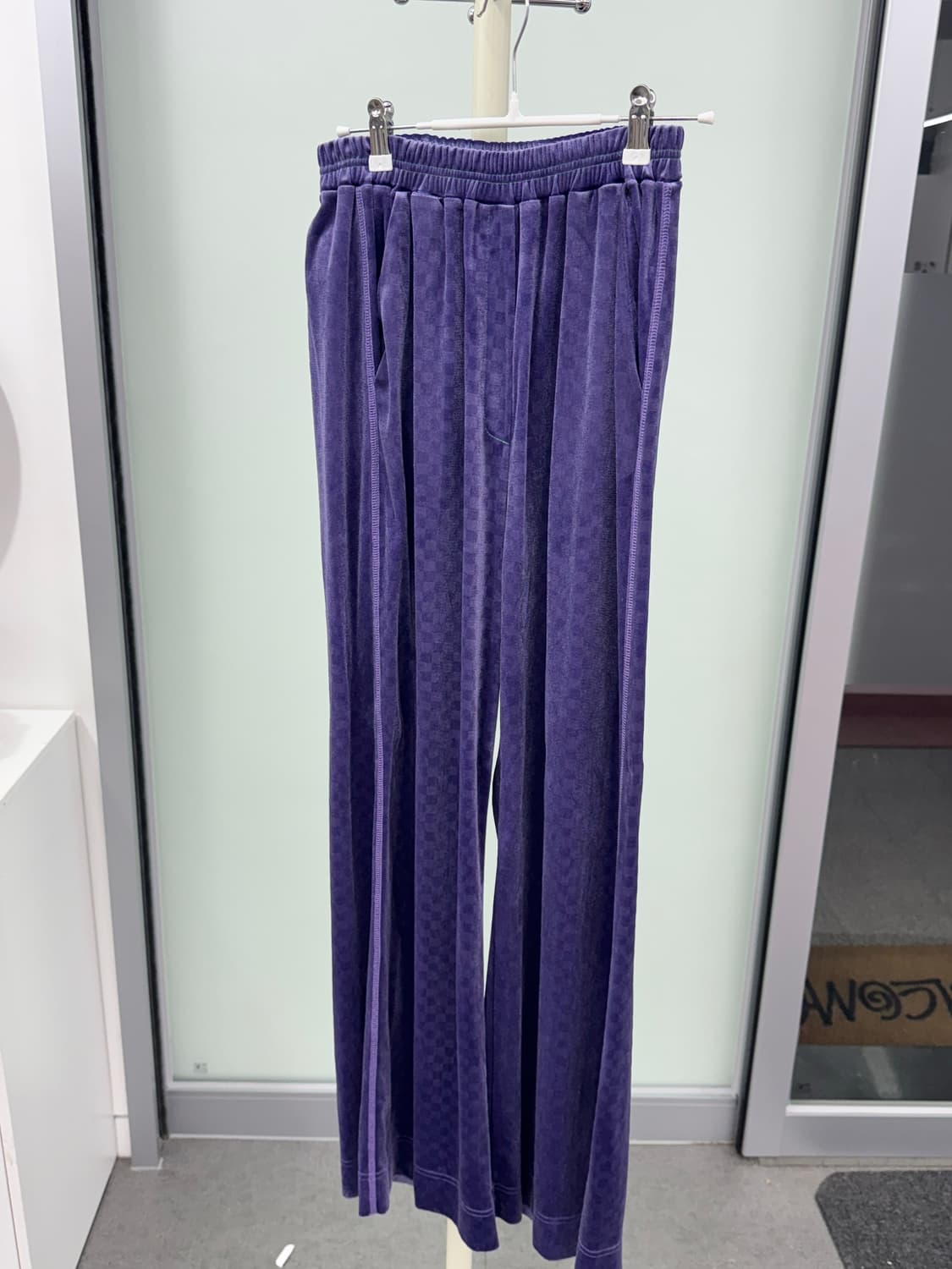 더일마 벨벳 체크 바지 F 상품이미지1