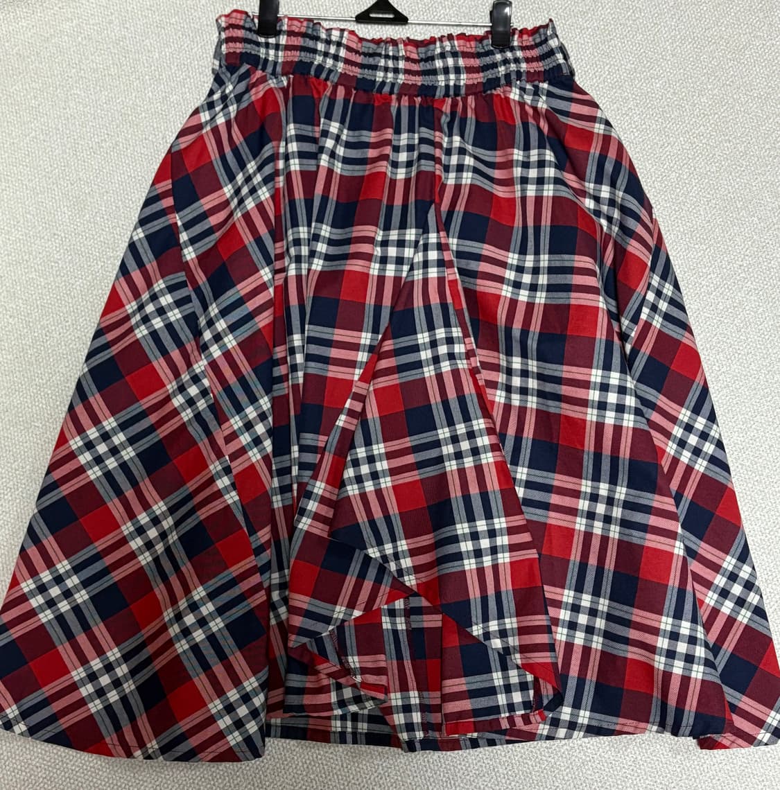 빈티지 레드체크 미디 치마 상품이미지2