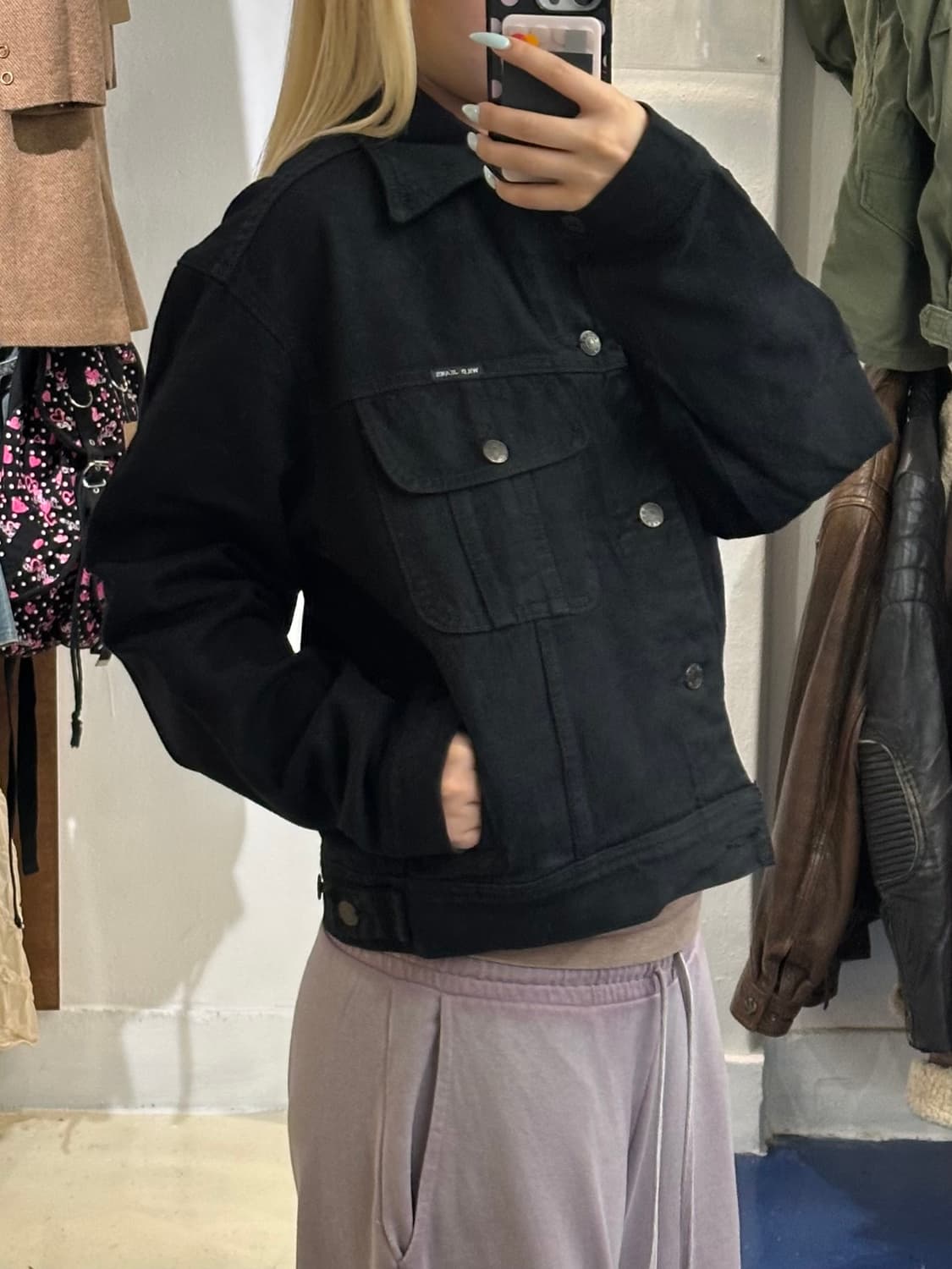 USA wild jeans 블랙 데님 자켓 상품이미지2
