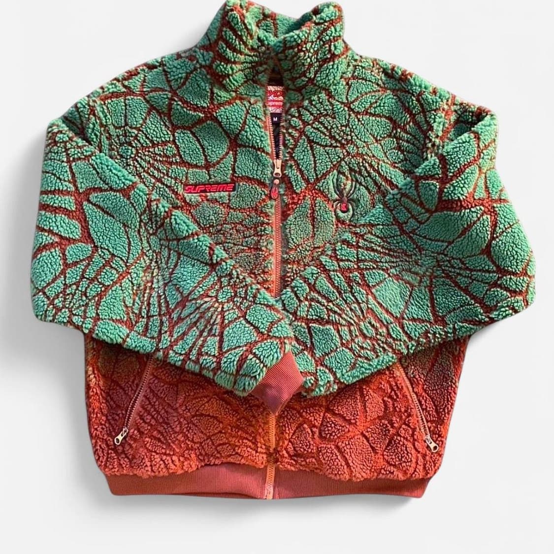 슈프림 x 스파이더 웹 플리스 자켓 그린/레드 상품이미지1