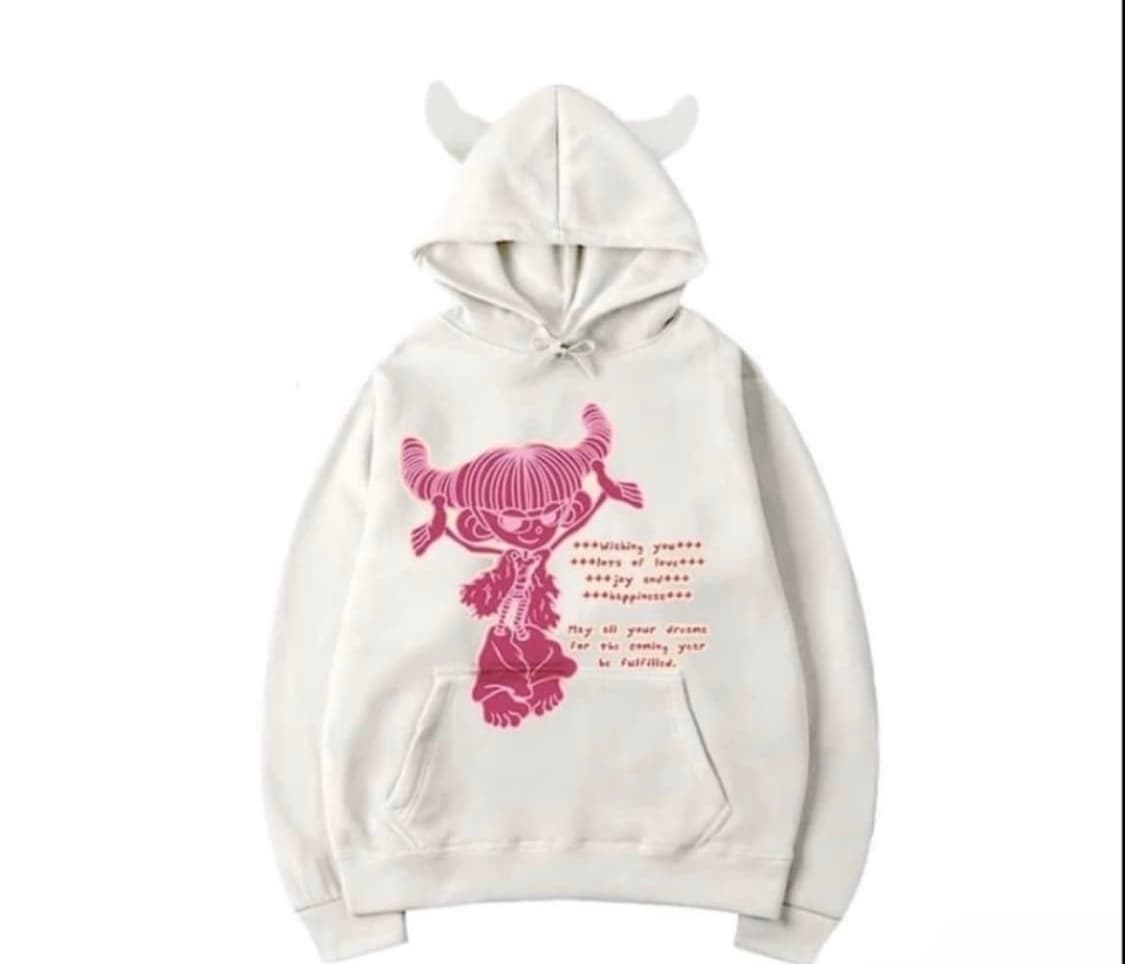 하이호체리 뿔 후드티 핑크 상품이미지1