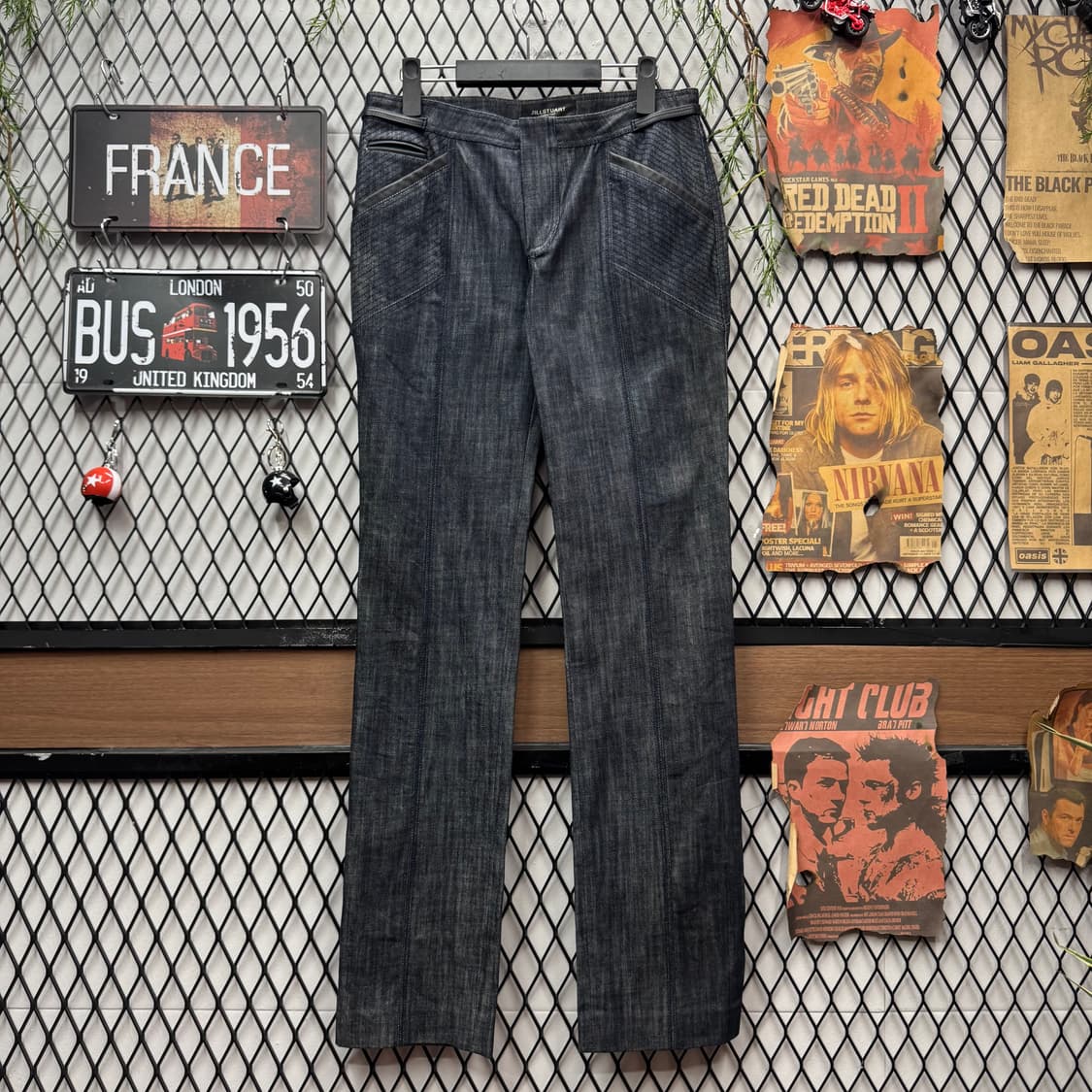 질 스튜어트 데님 팬츠 전면 사선 포켓 포인트 흑청 상품이미지1