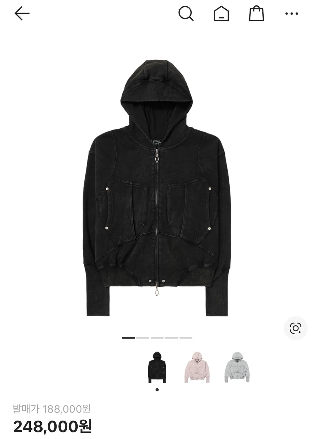 미스치프 빅포켓 후드 워시드 블랙 s 상품이미지1