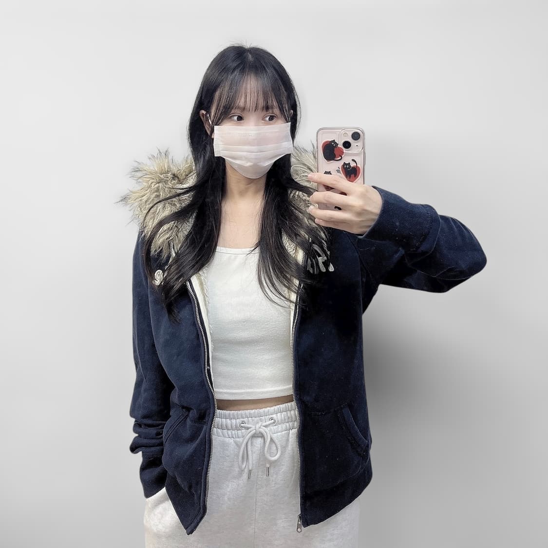 아베크롬비 스펠 로고 울프죠 후드퍼 집업 네이비 상품이미지1