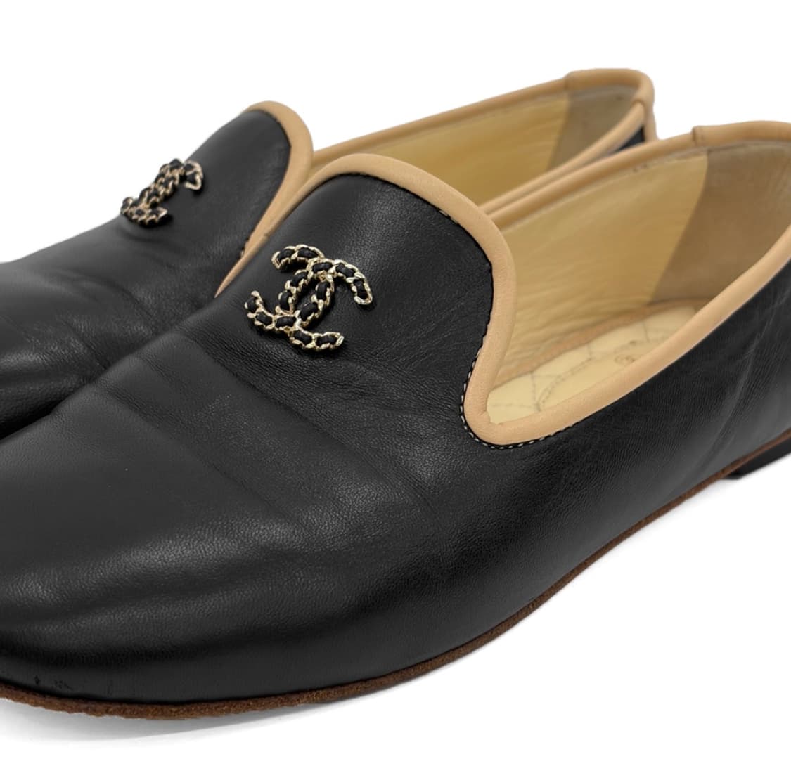 [36] 샤넬 여성 CC로고 램스킨 투톤 모카신 발레리나 슈즈 플랫 로퍼 상품이미지7