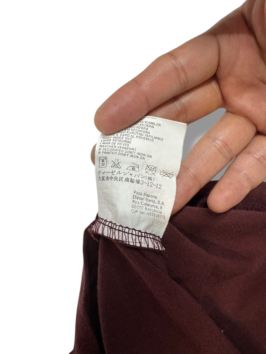 디젤 버건디 빈티지 티셔츠 (L)  상품이미지5