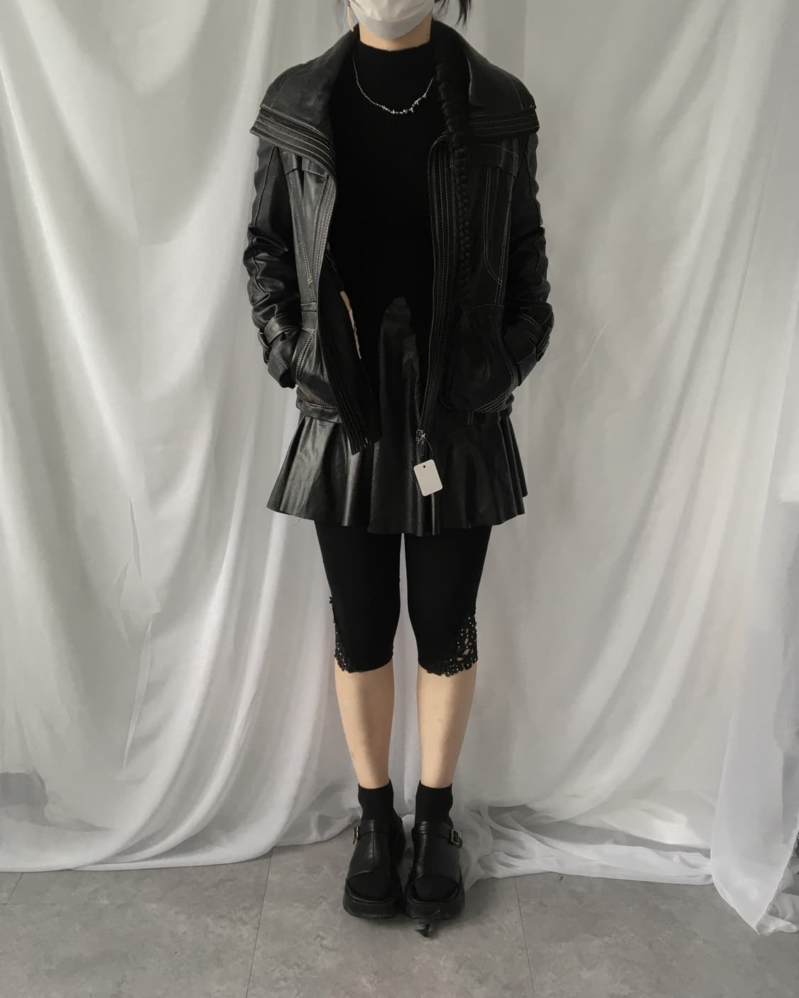 Stitch point high neck leather jacketSti 상품이미지7