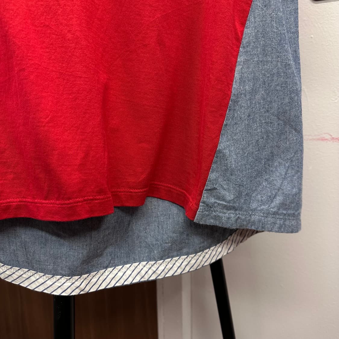 Red Denim Pocket Detail T-Shirt 상품이미지5
