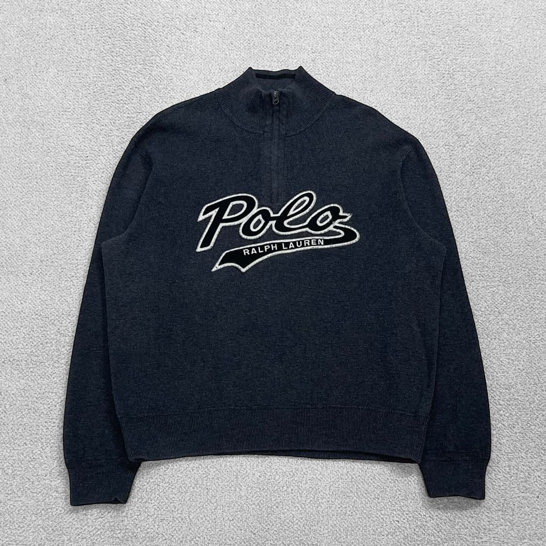 폴로 랄프로렌 스펠 로고 하프 집업 니트 그레이 상품이미지1