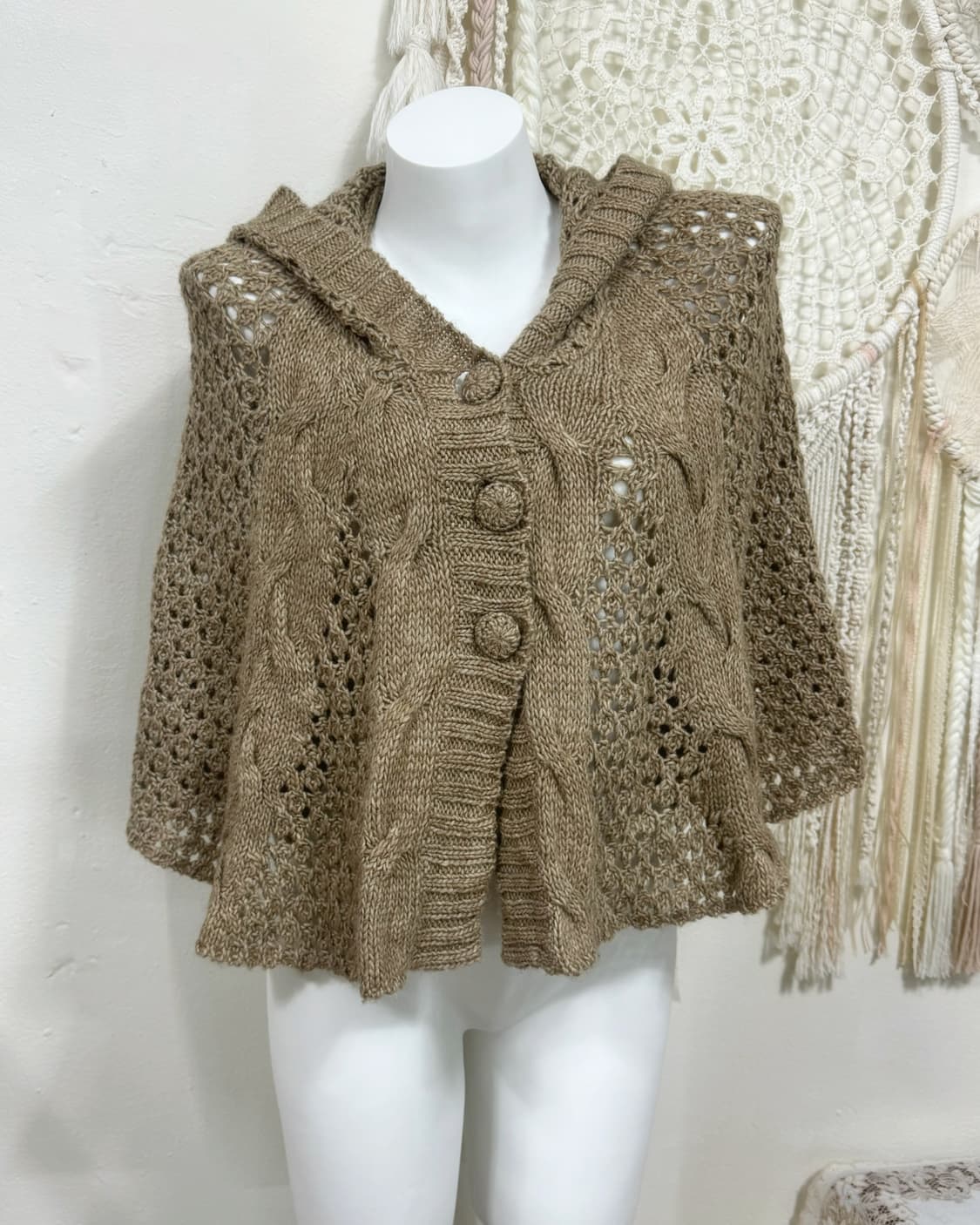 Brown Twist Hoodie Cape 상품이미지3