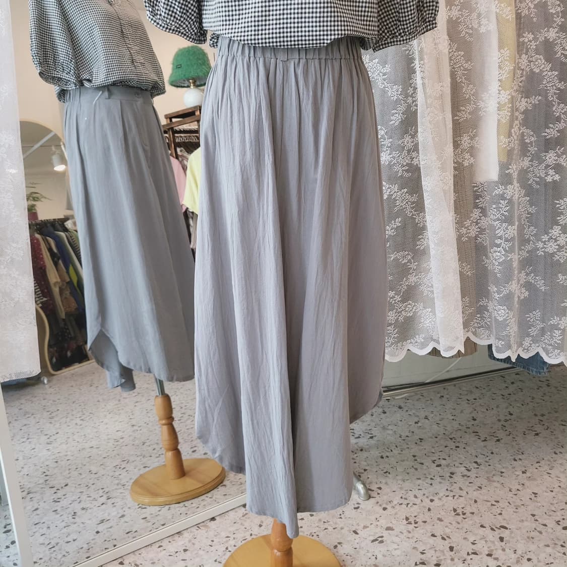 더스티그레이 밴딩 면스커트 상품이미지8