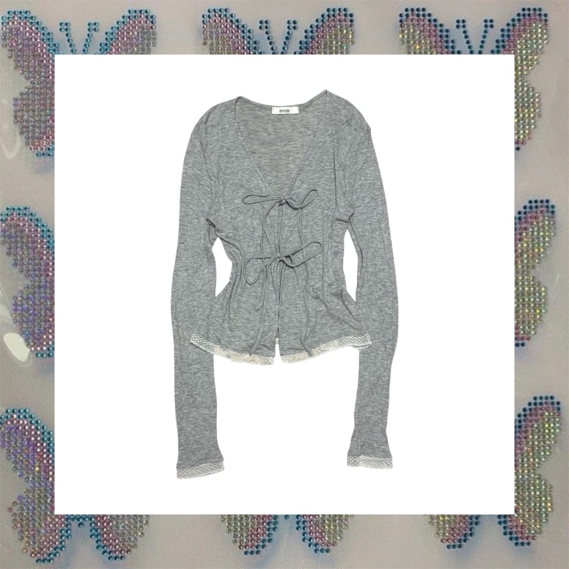 리본 롱슬리브 가디건 상품이미지1