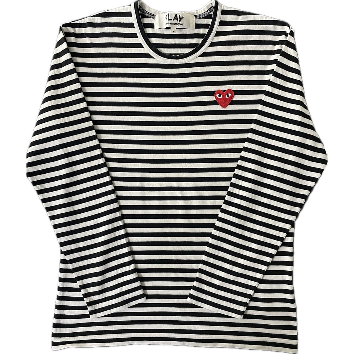 [L] 꼼데가르송 플레이 스트라이프 롱슬리브 긴팔티셔츠 상품이미지1