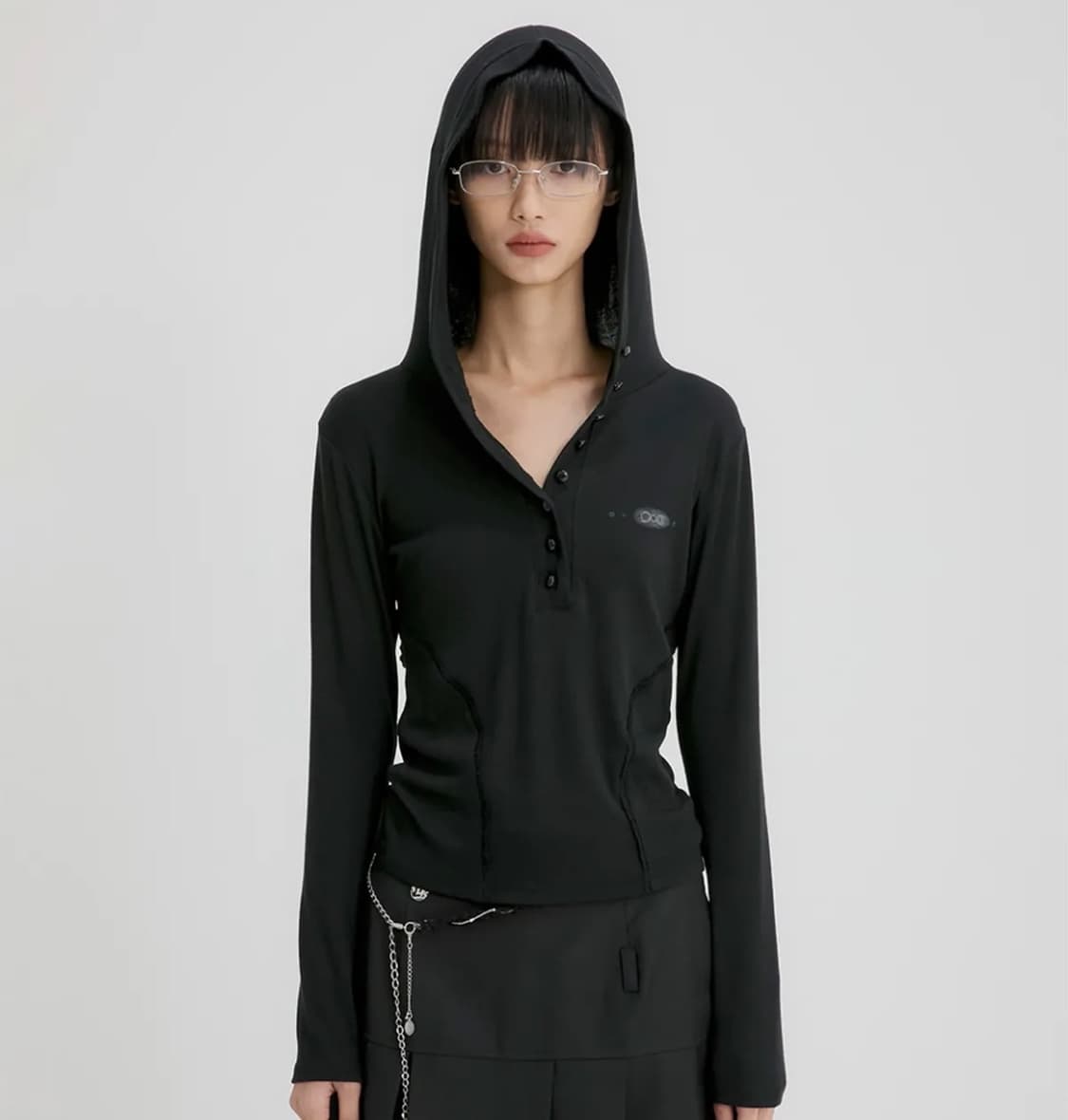 플레어업 Button Up Lace Hoodie 블랙 상품이미지1