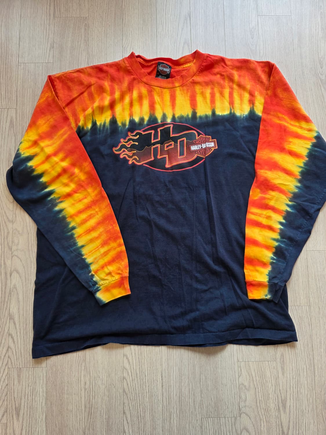 (USA 빈티지)할리데이비슨 블랙 타이다이 긴팔티셔츠 2XL 110 상품이미지1