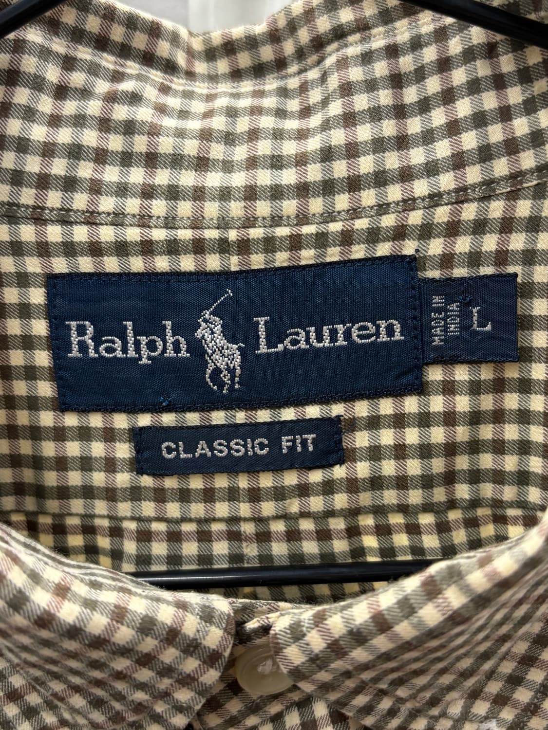 폴로 랄프로렌 깅엄 브라운 셔츠 L 상품이미지4