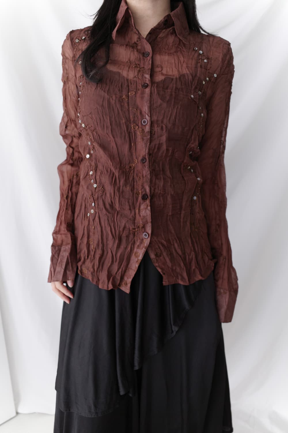 beads see-through shirt 상품이미지6