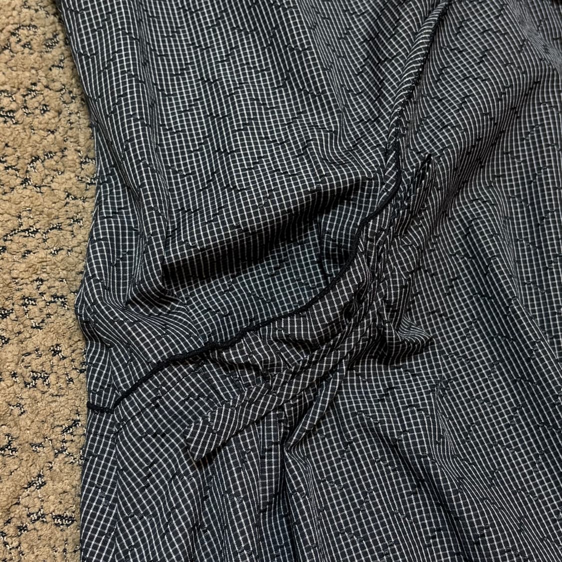 체크 셔링 벌룬 원피스 (L) 상품이미지4