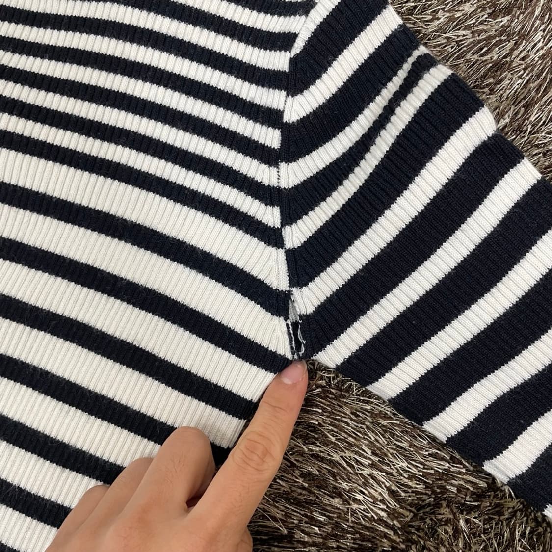 산드로 Sandro 스트라이프 골지 터틀넥 니트 1 상품이미지6