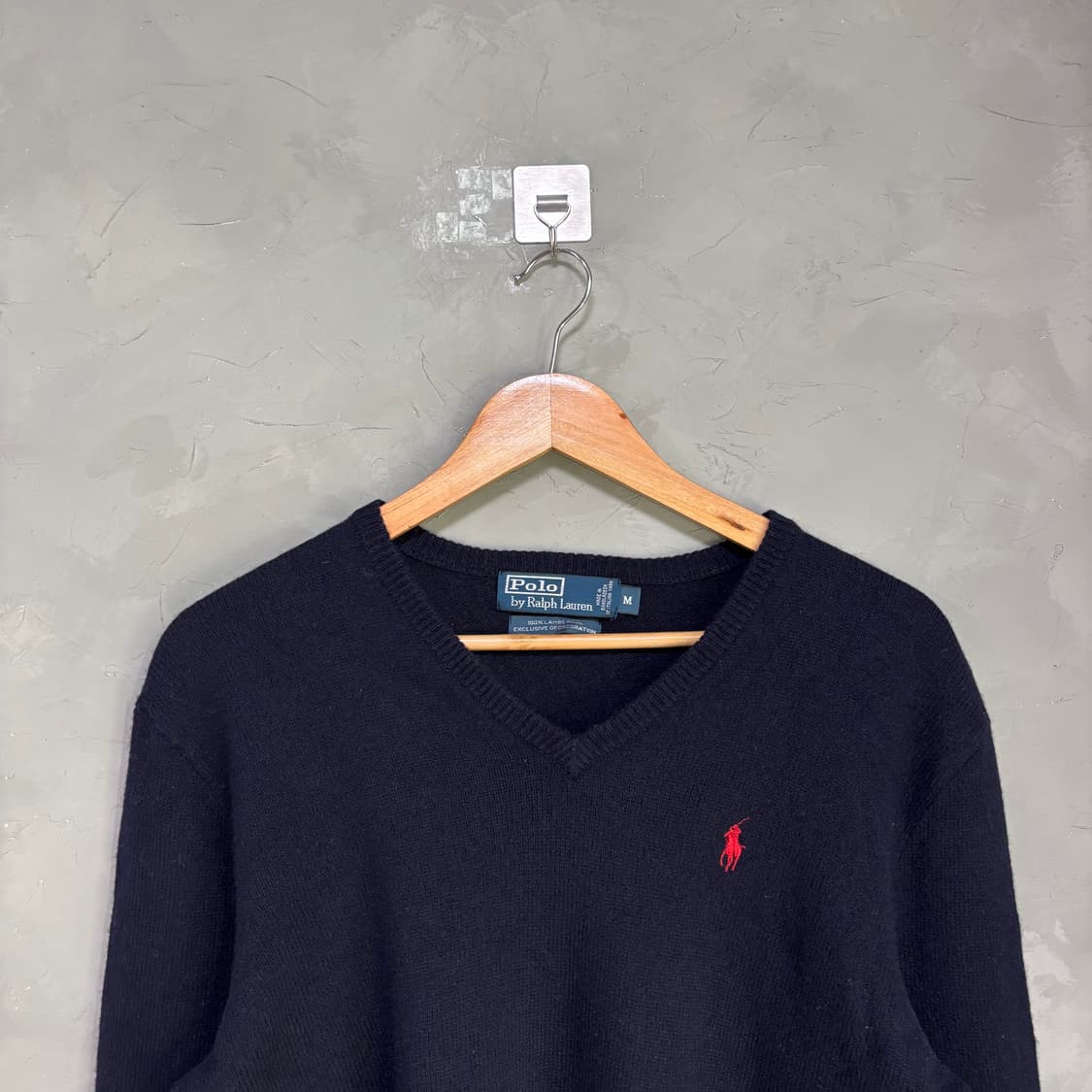 폴로 랄프로렌  램스울 브이넥 니트 네이비 상품이미지2
