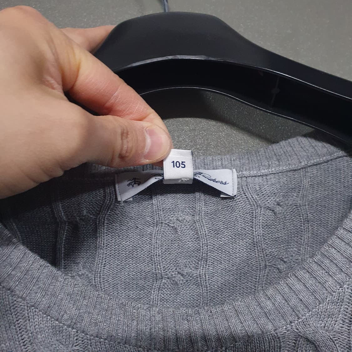 105) 브룩스브라더스 신형 22ss 케이블 니트 꽈배기 스웨터 그레이 상품이미지6