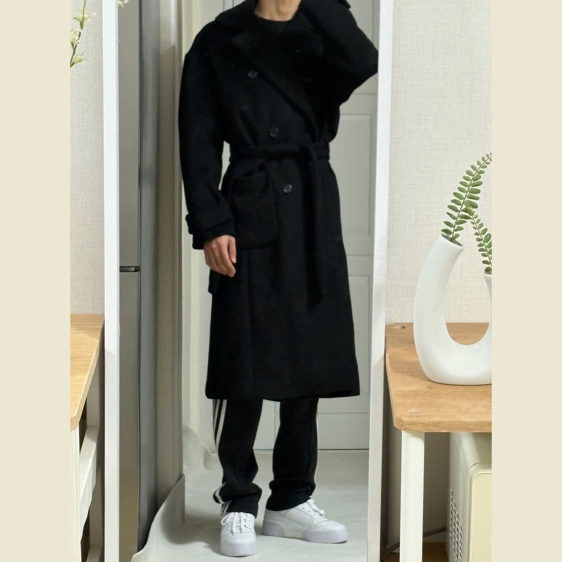 오버사이즈해프닝 더블 로브 코트 상품이미지2