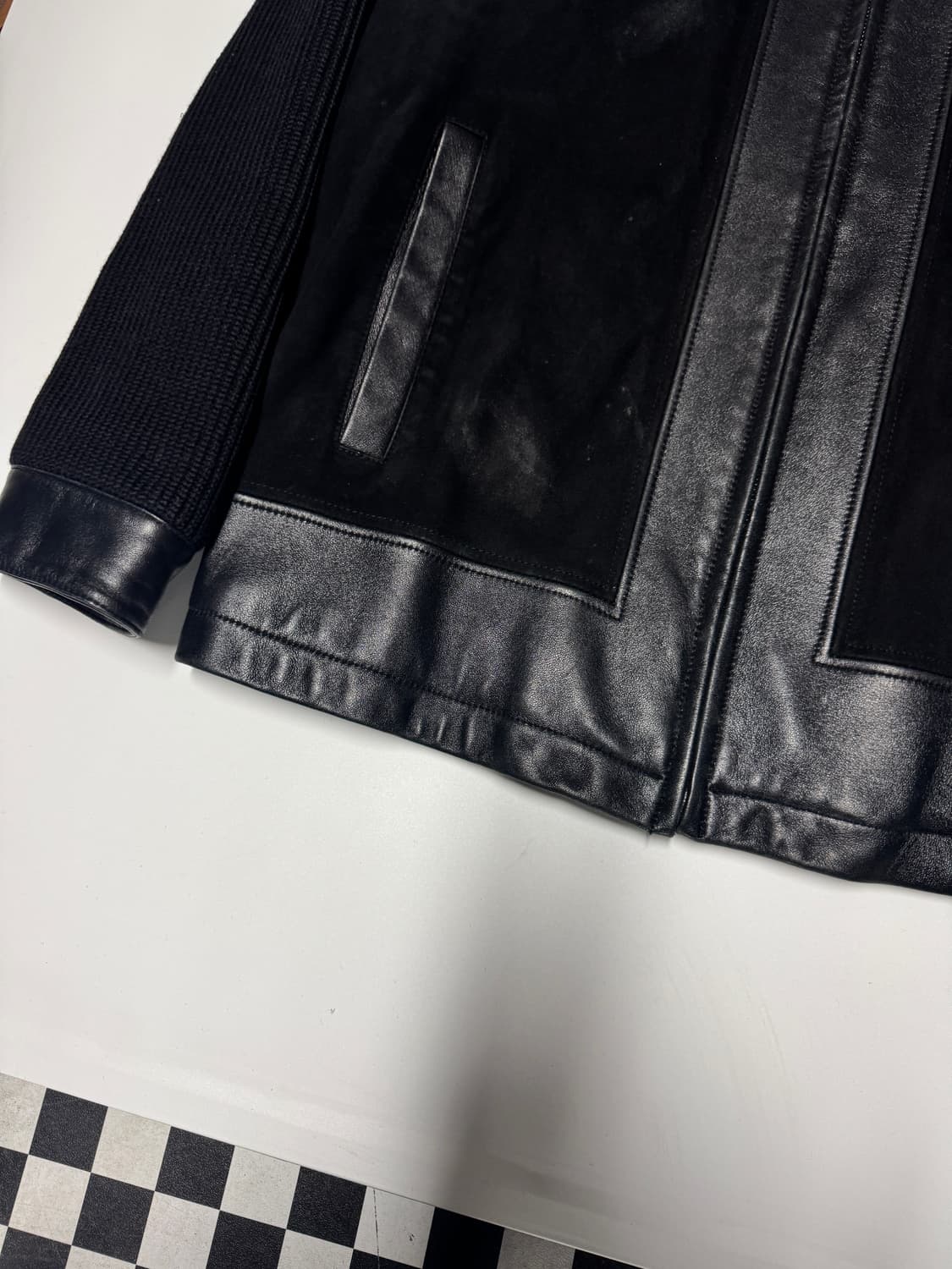 Brentwood 빈티지 니트 소매 리얼 염소 양가죽 자켓 상품이미지6