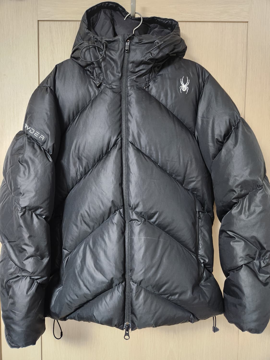 스파이더 사선 퀼팅 구스 다운 자켓 블랙 사이즈S(90) 상품이미지1