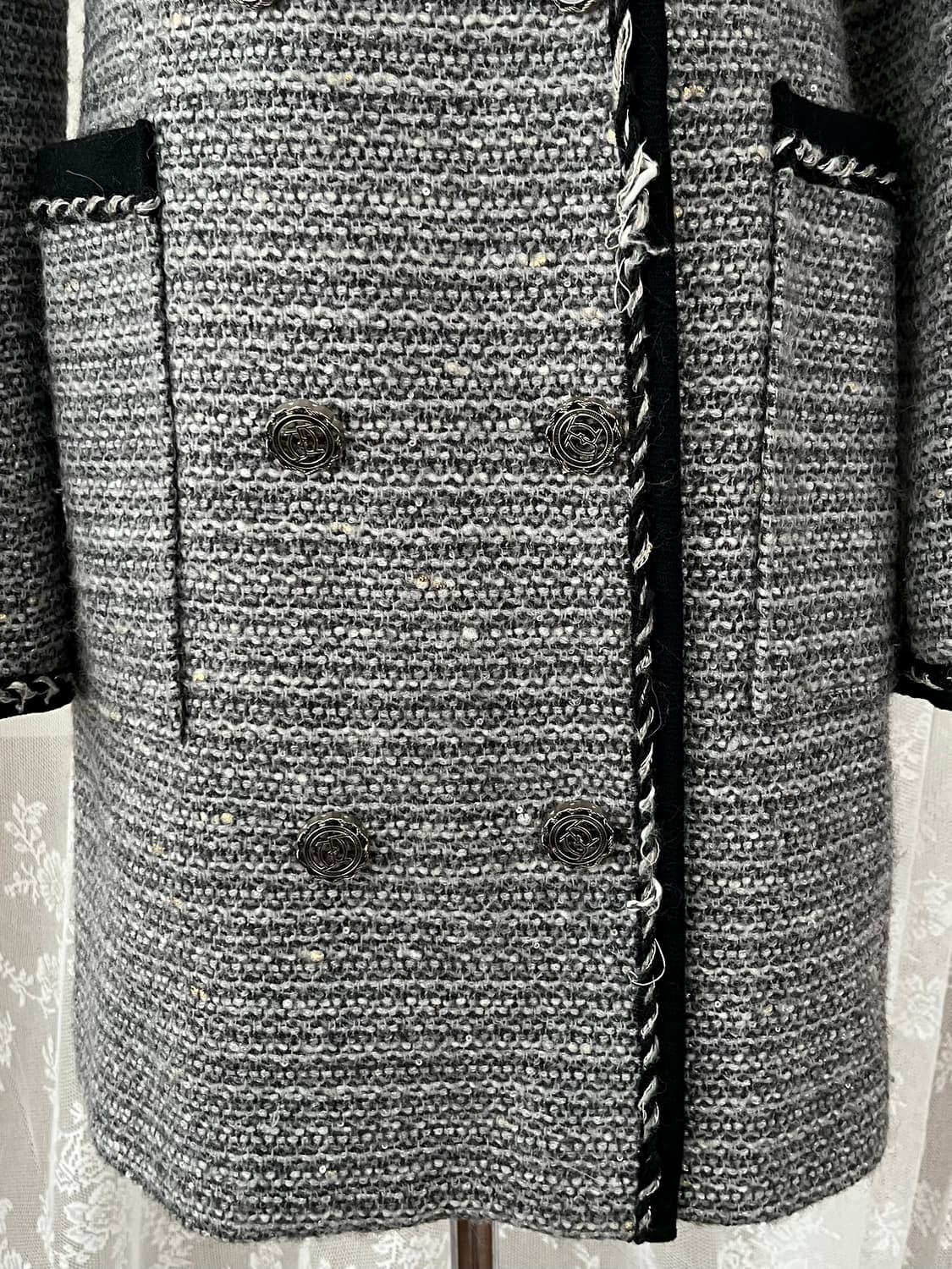 44) 한섬 오브제 트위드 코트 그레이 상품이미지4