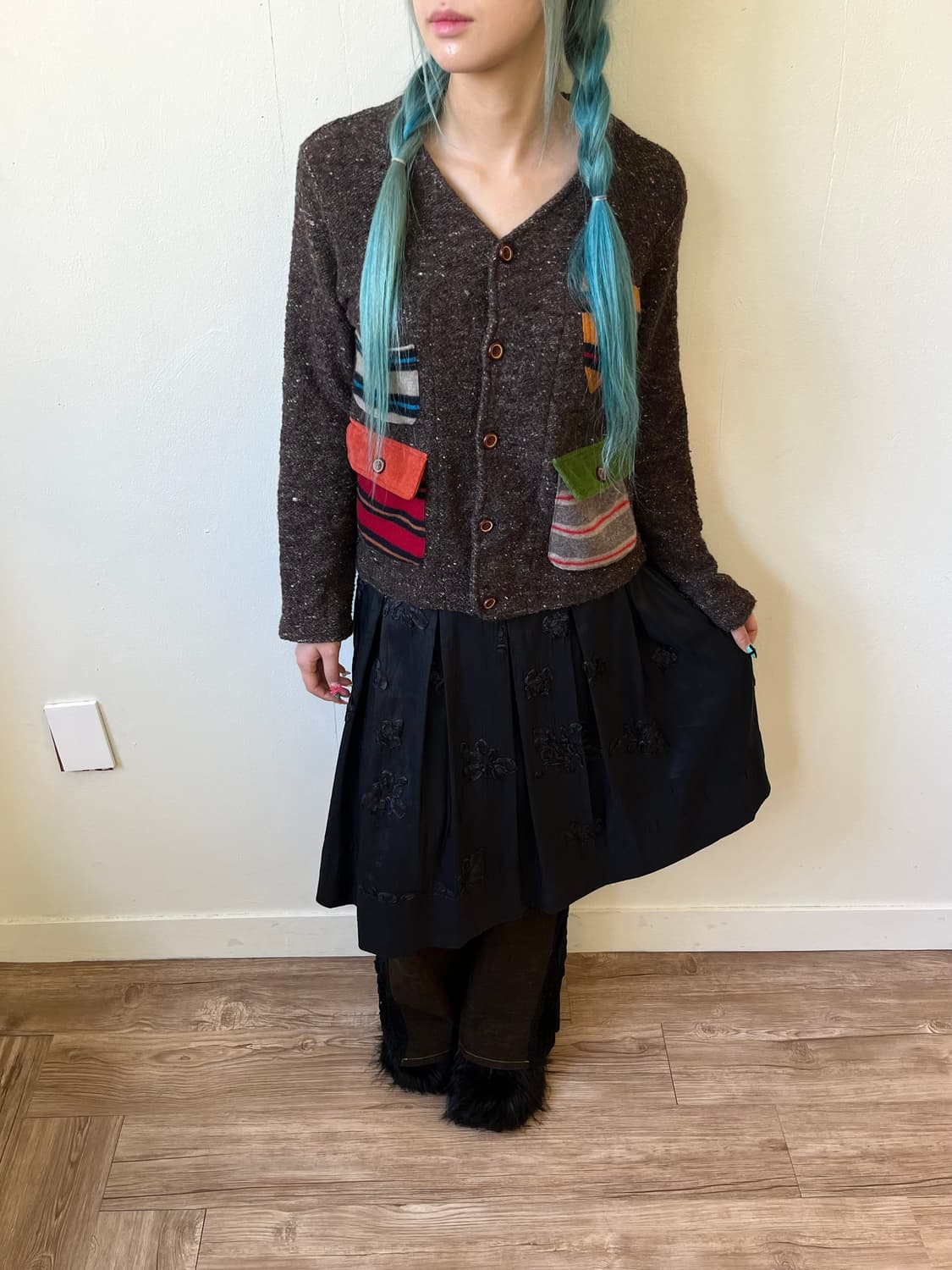 fleurdecor 블랙 플라워 스커트 상품이미지6