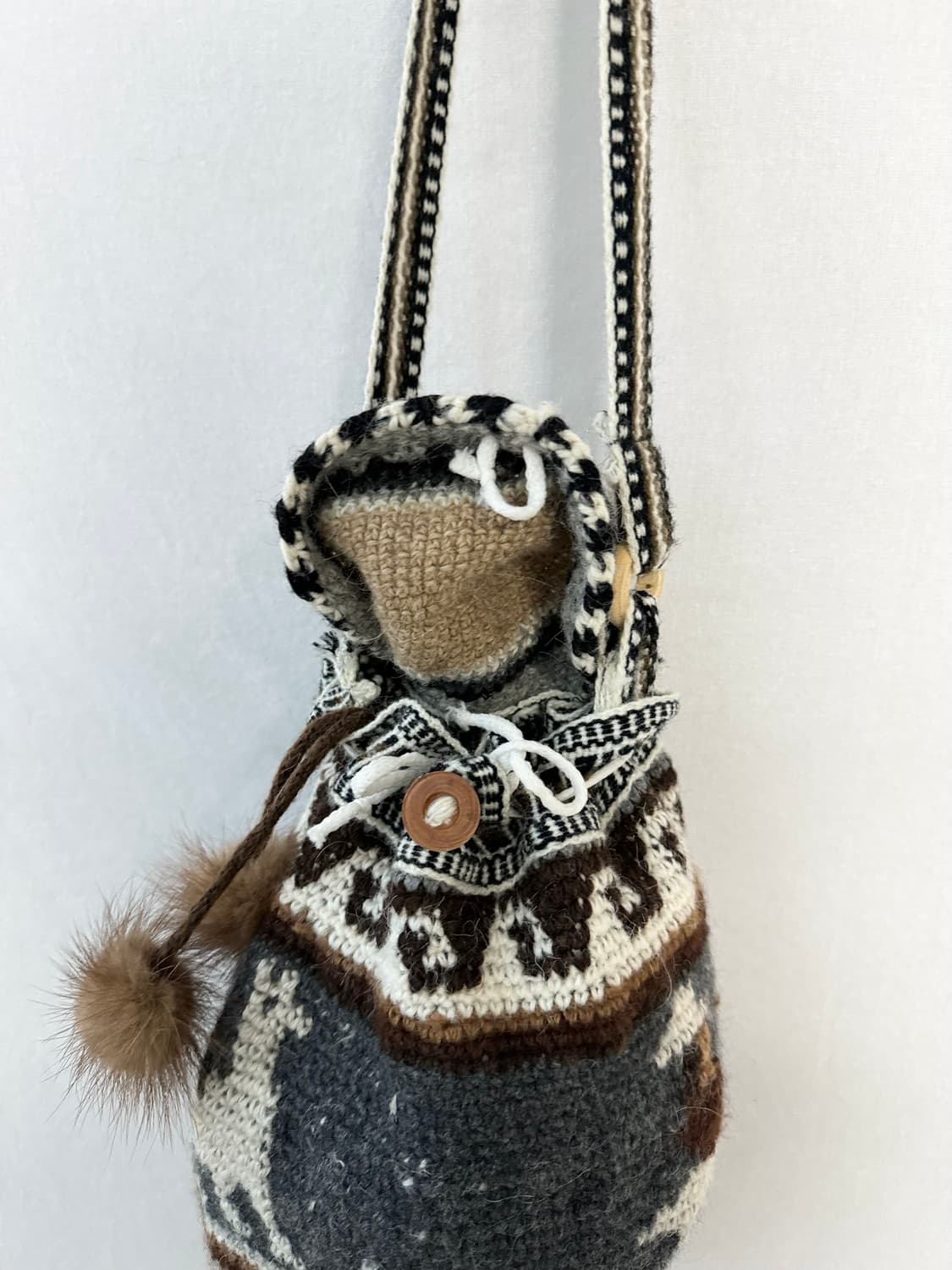 울 노르딕 패턴 니트 크로스 백 상품이미지6