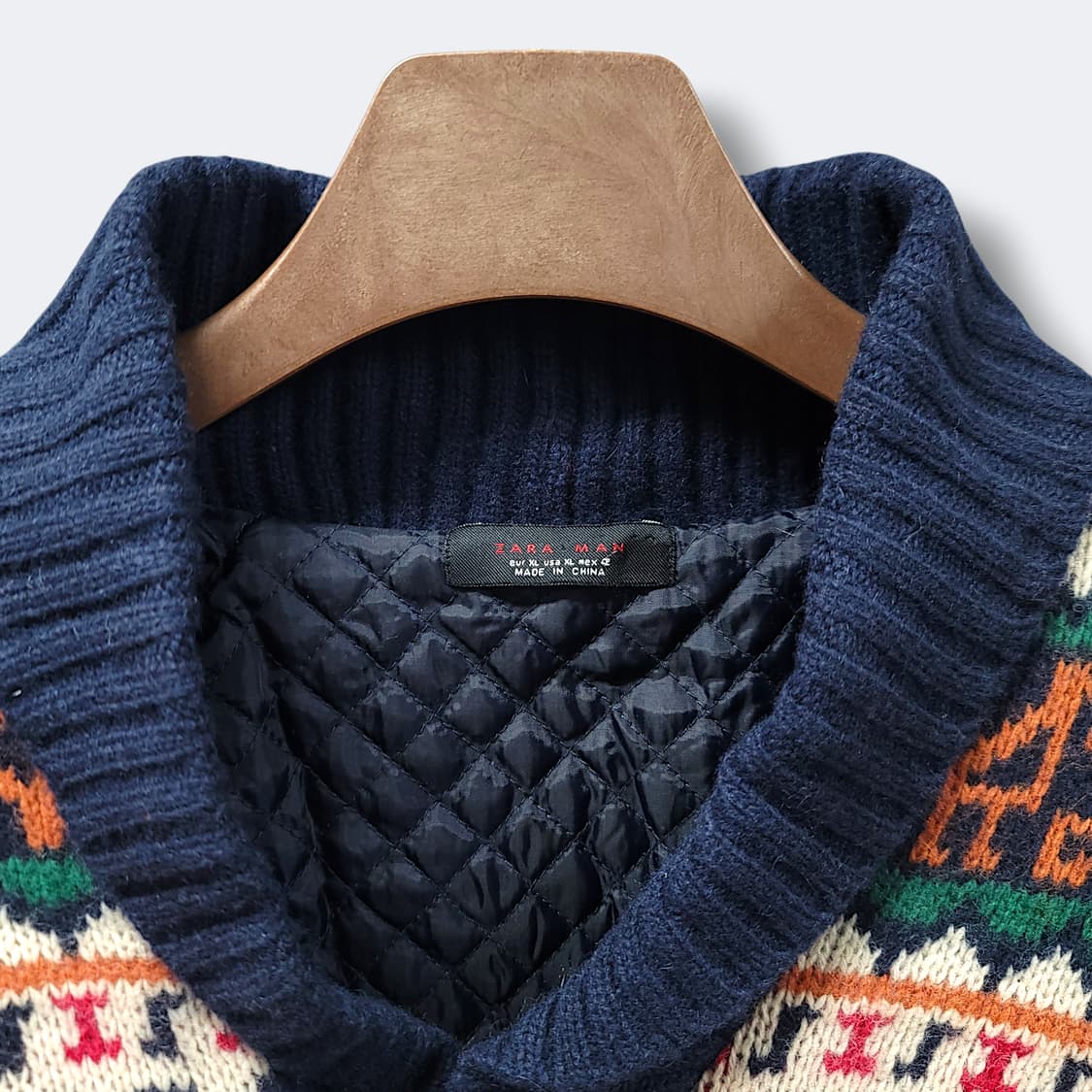 [XL] 자라 숄카라 코위찬패턴 누빔 니트 가디건 상품이미지8