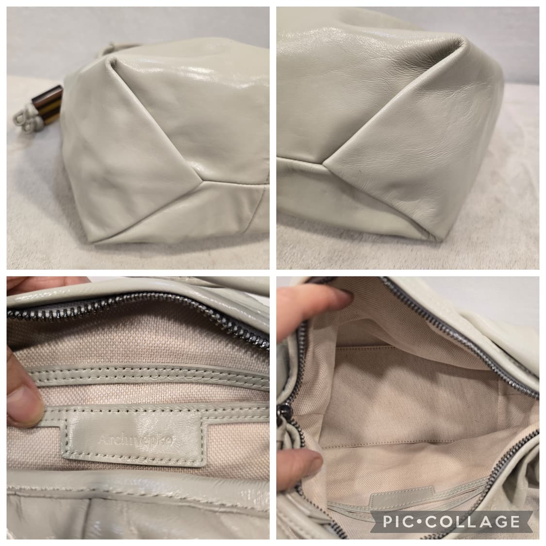 아카이브앱크 릿지 셔링 가죽 숄더백 슈가글로우 상품이미지9