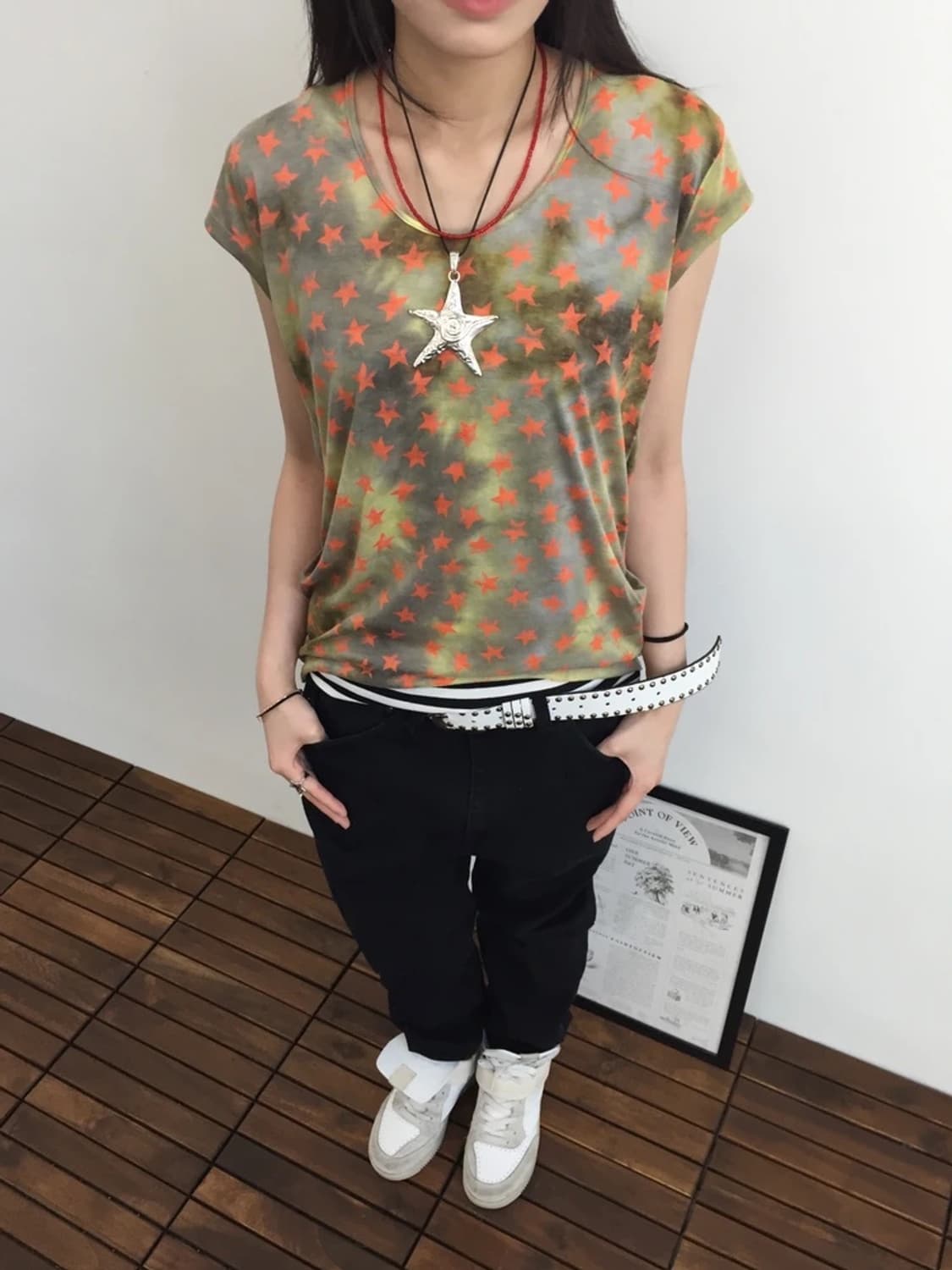 Japanese Star Pattern Tunic Tee 상품이미지2