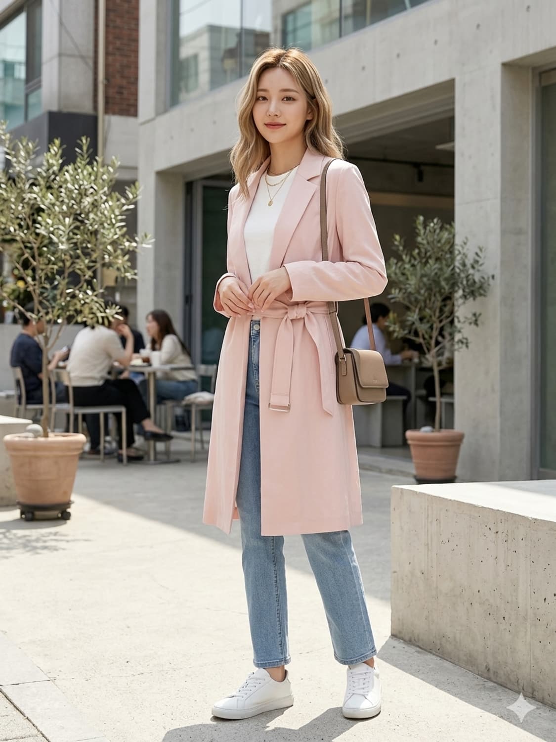 🌸봄코트 | 듀엘 베이비핑크 벨트 트렌치 55 | 화사핏 상품이미지1