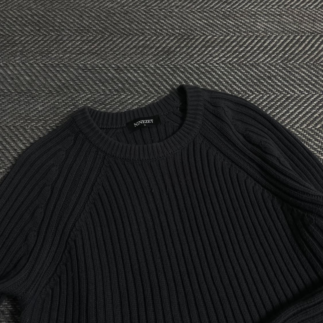 나인제트 케이블 헤비코튼 크루넥 머슬 니트y 4593 상품이미지5