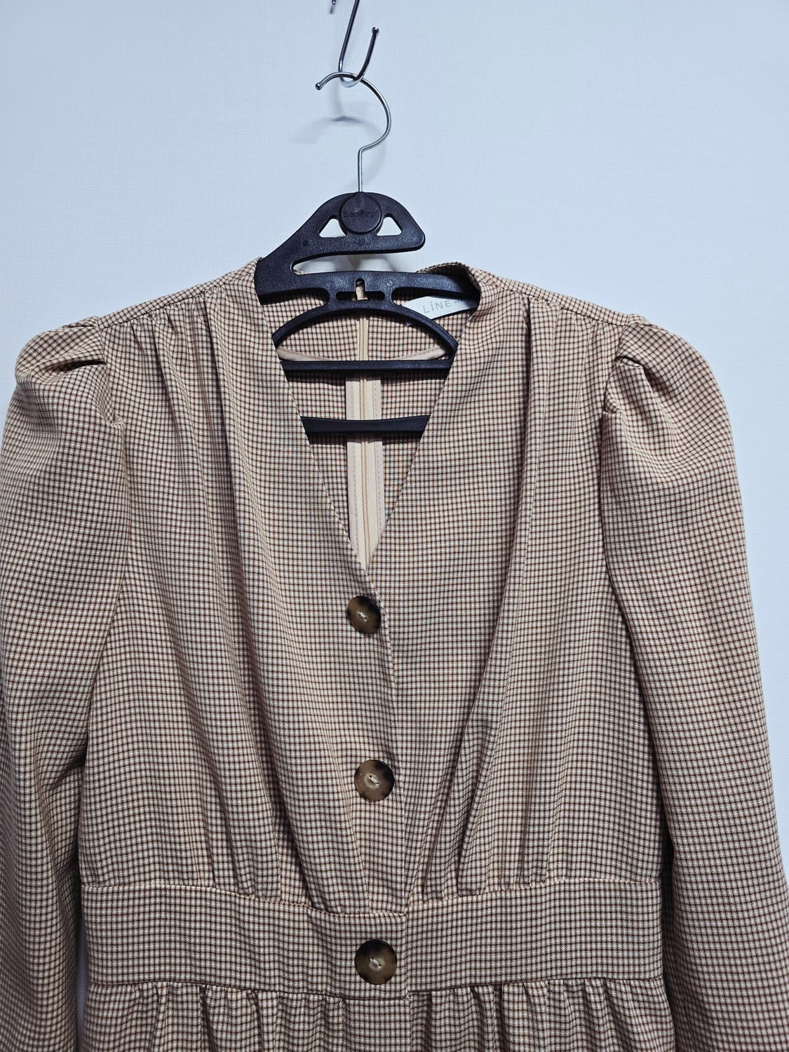 라인 체크 패턴 롱 원피스 상품이미지2