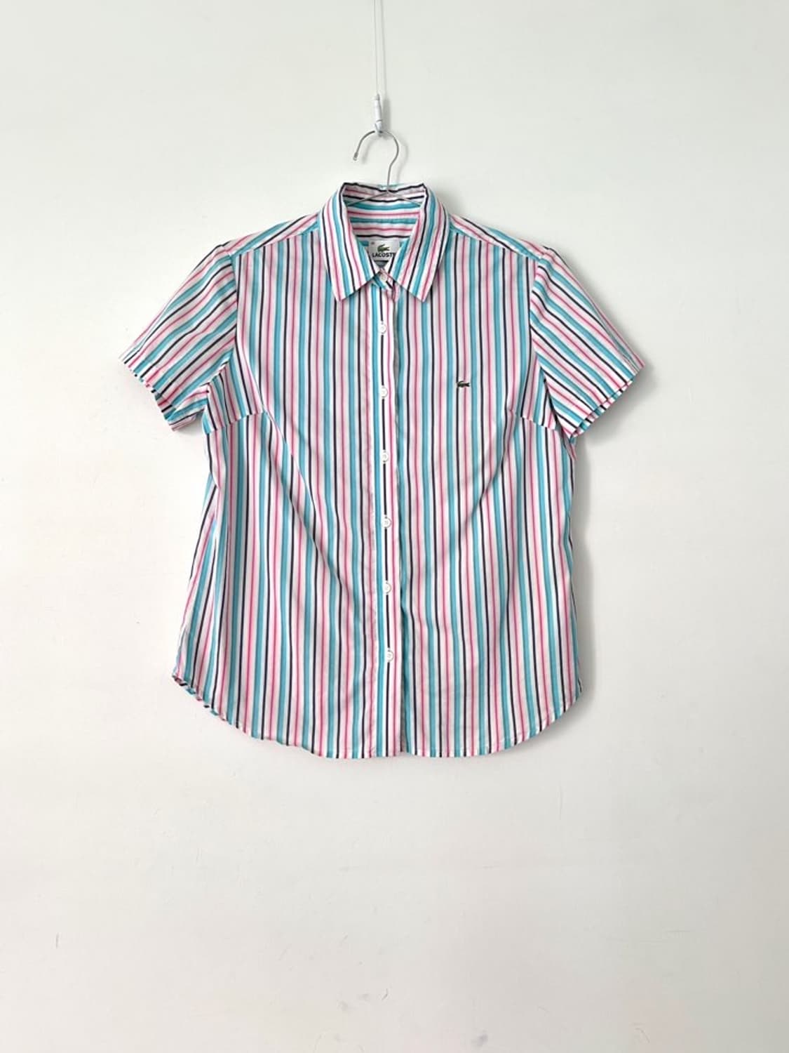 LACOSTE stripe shirt / pink & green 상품이미지1