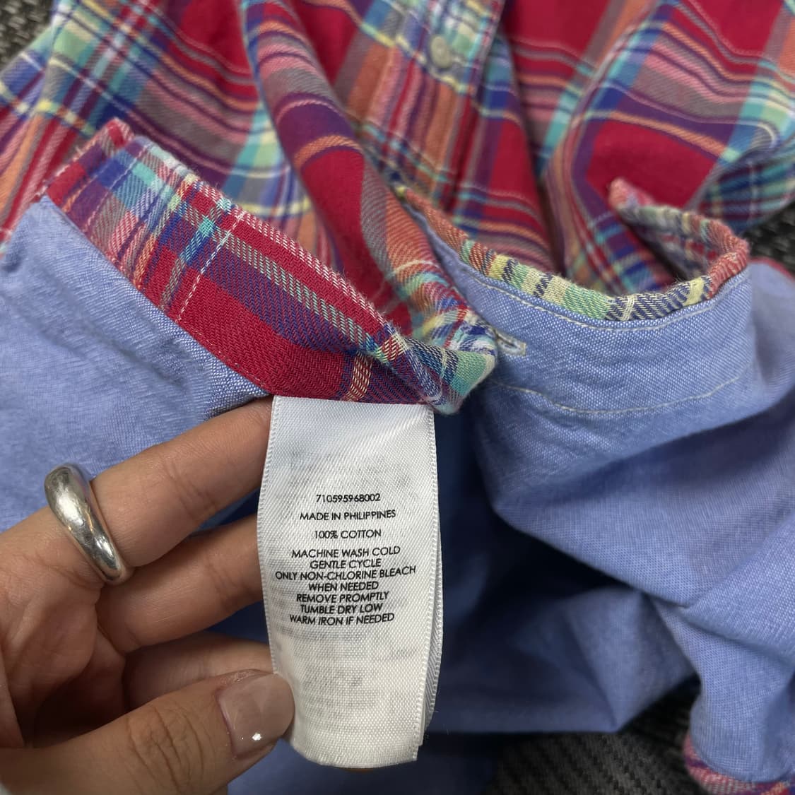 폴로랄프로렌 레드 퍼플 그린 민트 멀티 배색 체크 긴팔 셔츠 슬림핏 S 상품이미지6