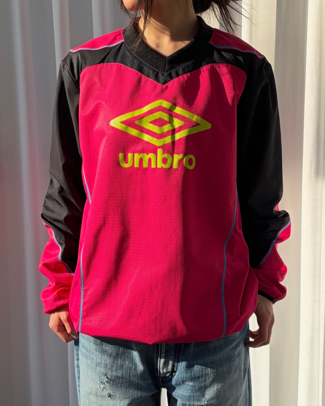[M]엄브로 JPN 올드스쿨 핑크 웜업 바람막이 상품이미지1